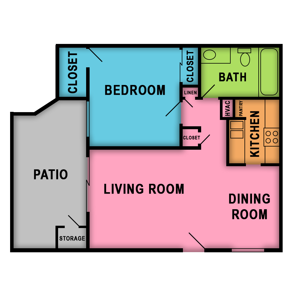 This image is the visual schematic floorplan representation of Madison at Ridgeview Village Apartments.