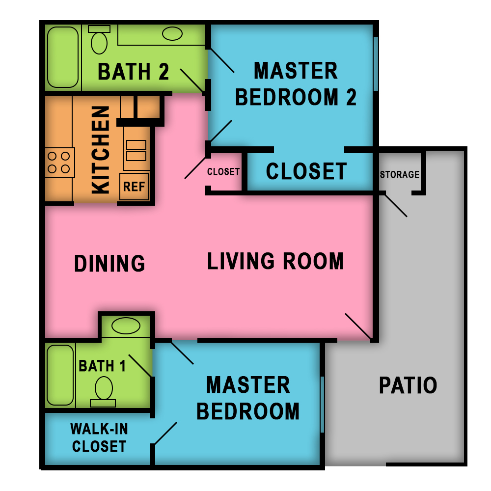 This image is the visual schematic floorplan representation of Kingston at Ridgeview Village Apartments.